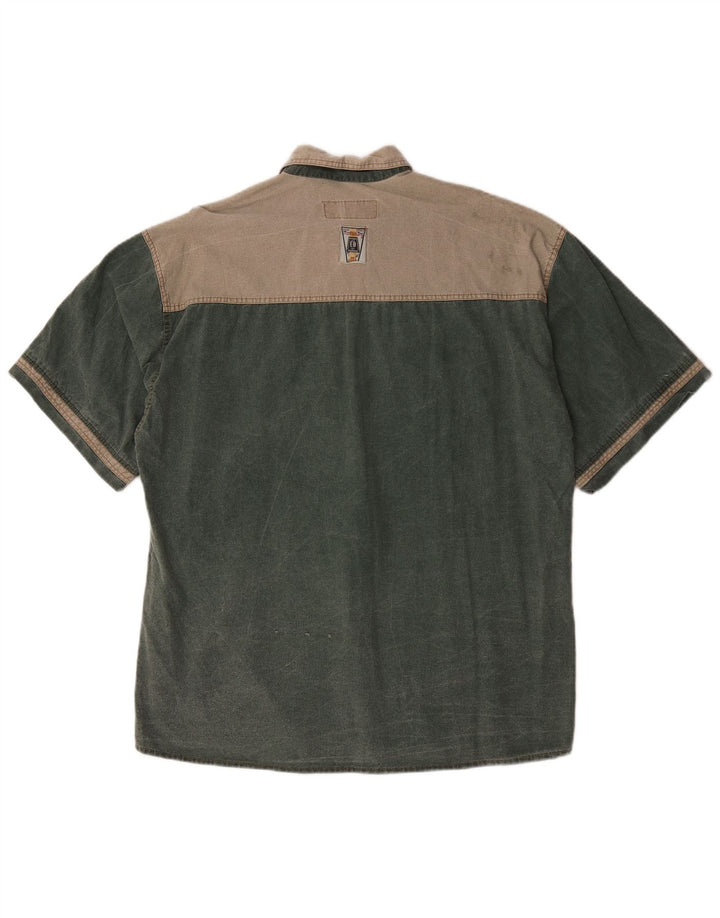 Camicia a maniche corte da uomo Martini Dry in cotone color block verde medio