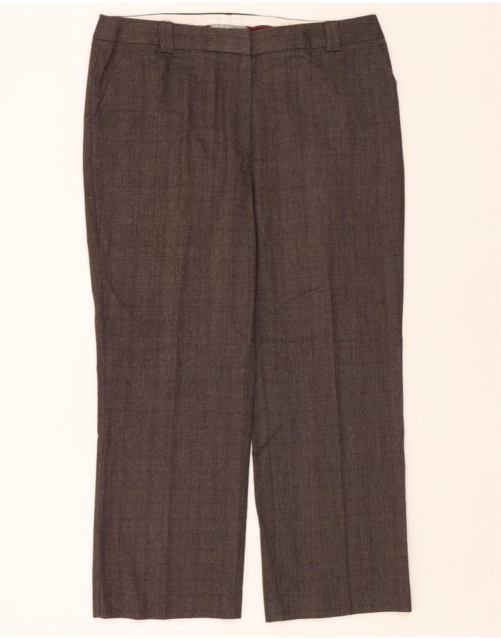Pantaloni da abito da donna Marks & Spencer UK 16 Large W38 L29 Marrone a quadri