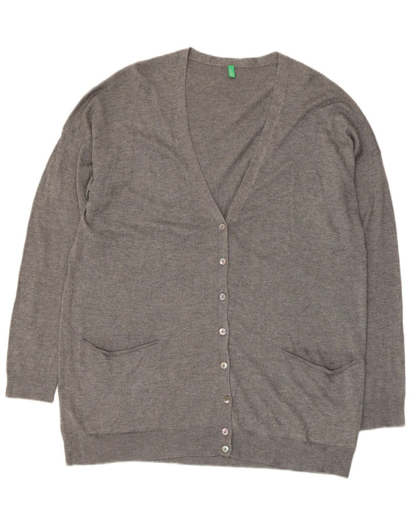 Maglione cardigan da donna BENETTON UK 14 Viscosa grigio medio