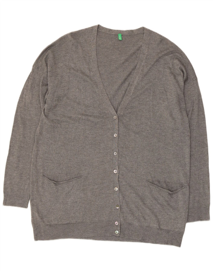 Maglione cardigan da donna BENETTON UK 14 Viscosa grigio medio