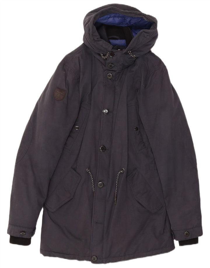 Giacca Parka con cappuccio da uomo Fred Mello UK 36 Small Blu Navy Cotone