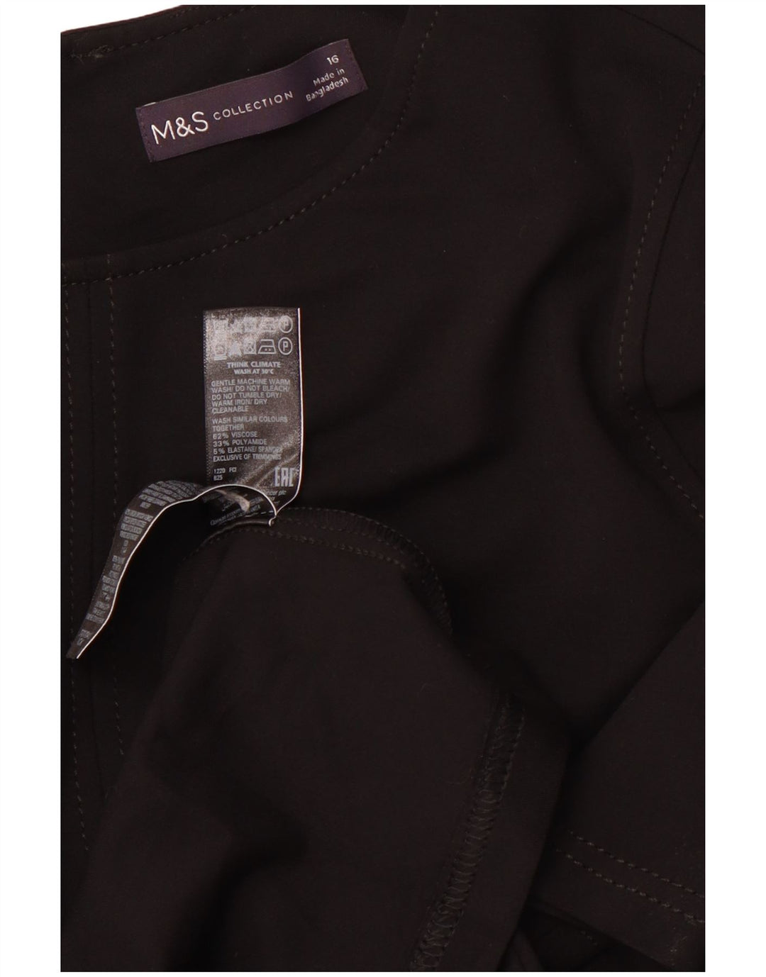 MARKS & SPENCER Abito a trapezio da donna a maniche lunghe UK 16 Grande viscosa nera