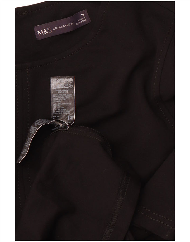 MARKS & SPENCER Abito a trapezio da donna a maniche lunghe UK 16 Grande viscosa nera