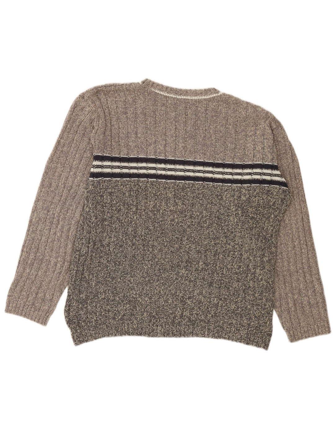 Maglione vintage da uomo girocollo a righe grigio medio