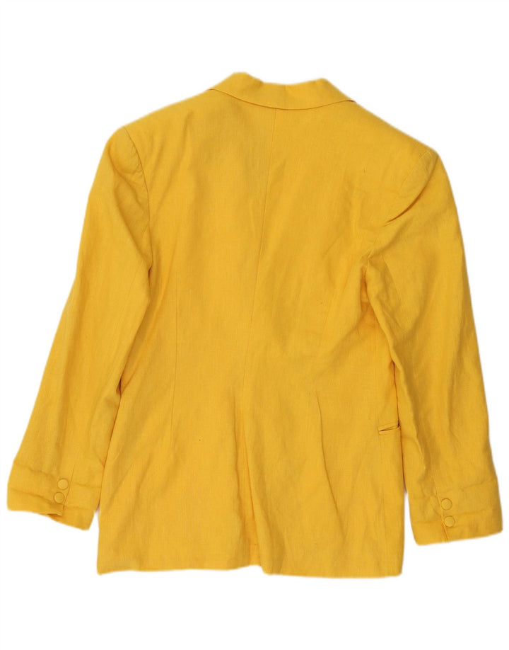 POP 84 Giacca blazer da donna a 2 bottoni UK 12 Lino giallo medio