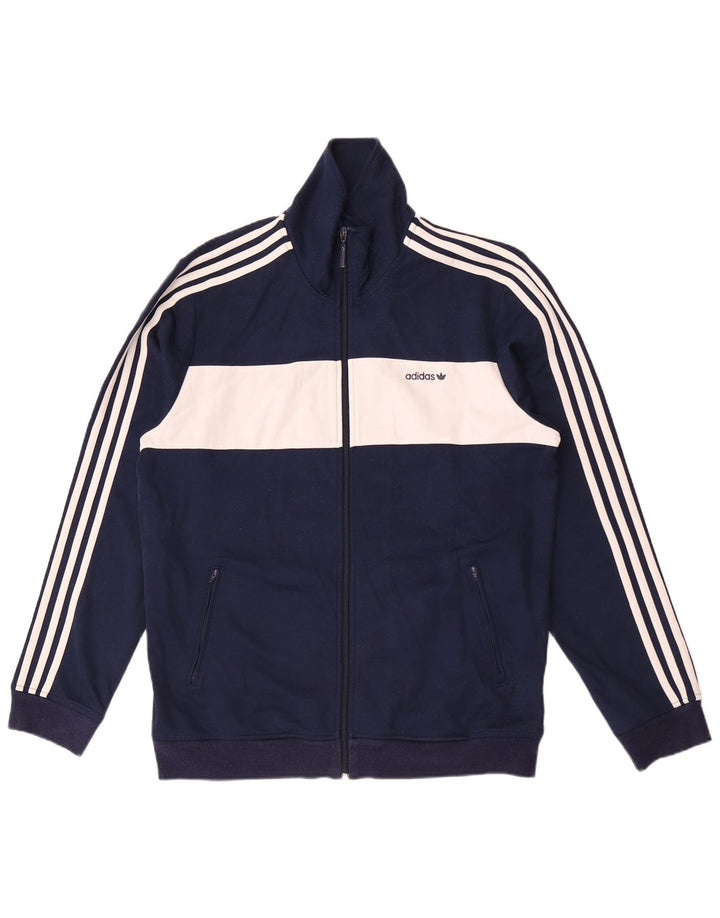 Giacca da ginnastica da uomo Adidas, giacca media, blu navy, color block sportivo
