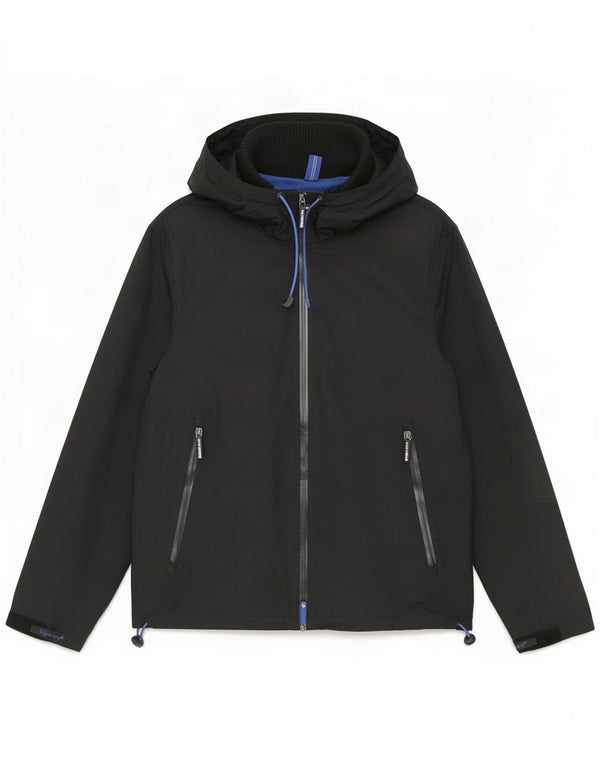 Giacca antipioggia da uomo con cappuccio Superdry UK 46 3XL Nylon nero