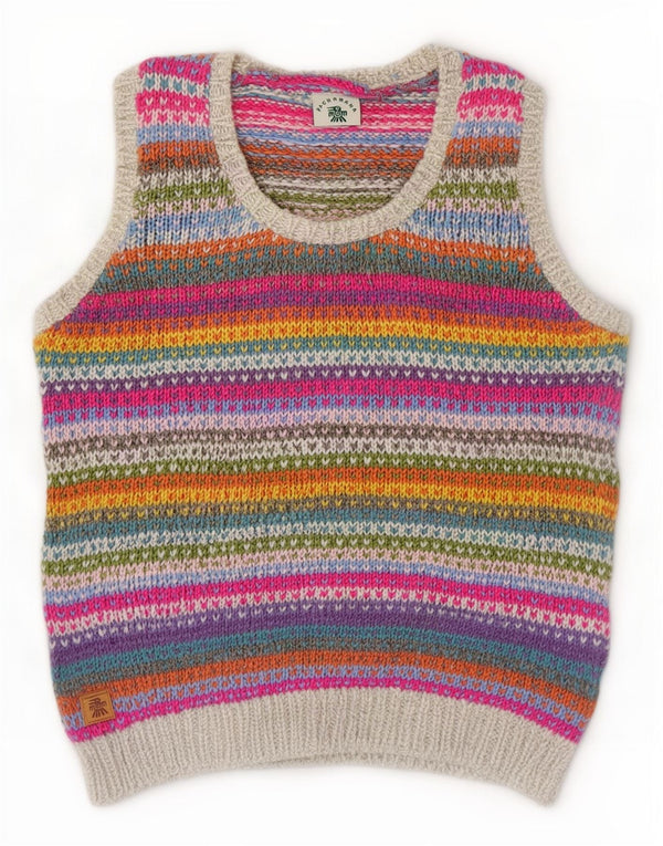 Canotta da donna fatta a mano Pachamama UK 14 a righe medie multicolori