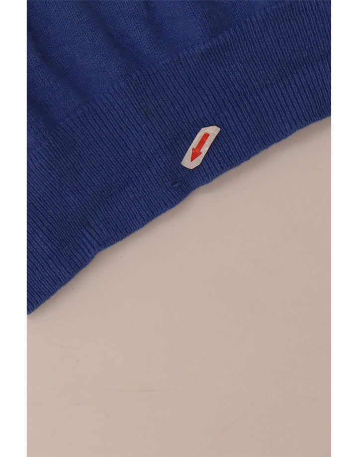 Maglione da uomo con zip e collo Fred Perry in lana blu medio