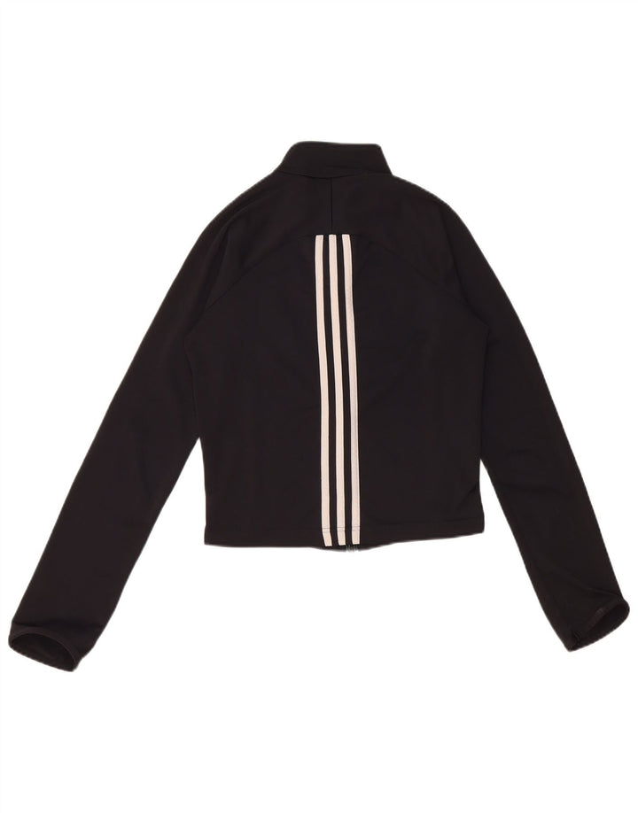 Giacca da ginnastica corta da donna Adidas UK 10 piccola poliestere nero