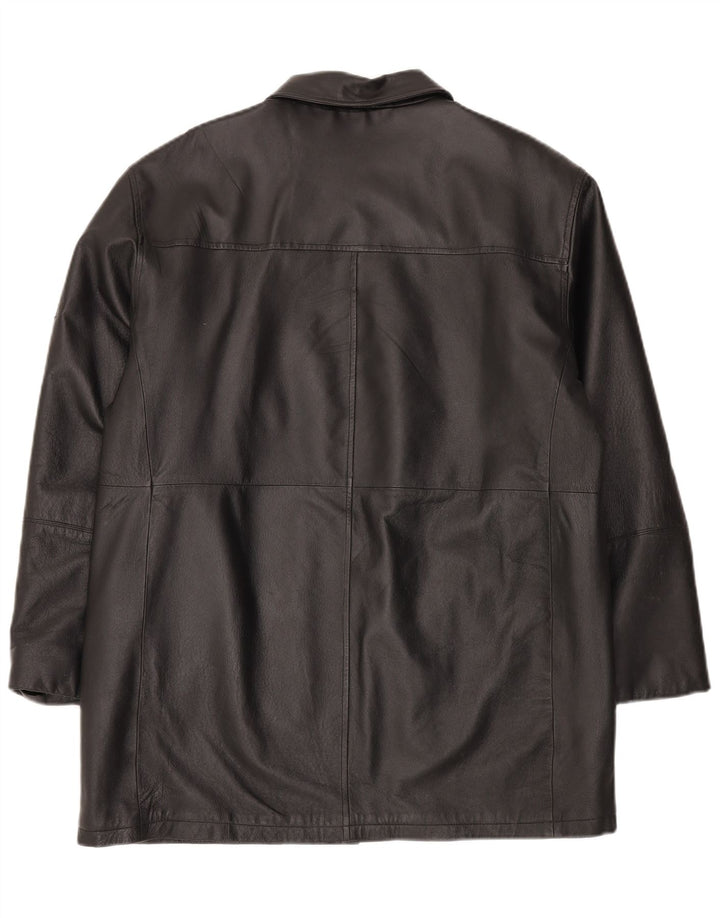 Cappotto in pelle da uomo Union River UK 41/43 Grande pelle nera