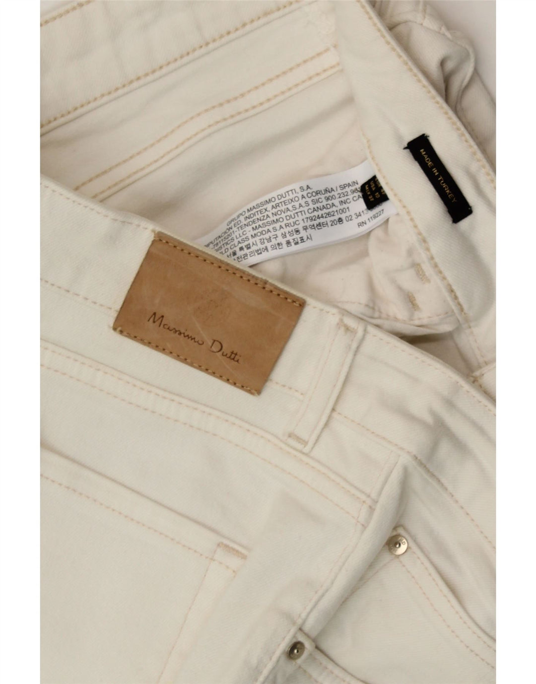 MASSIMO DUTTI Womens Straight Jeans EU 42 Large W32 L26 Off White Cotton Vintage Massimo Dutti and Second-Hand Massimo Dutti from Messina Hembry 