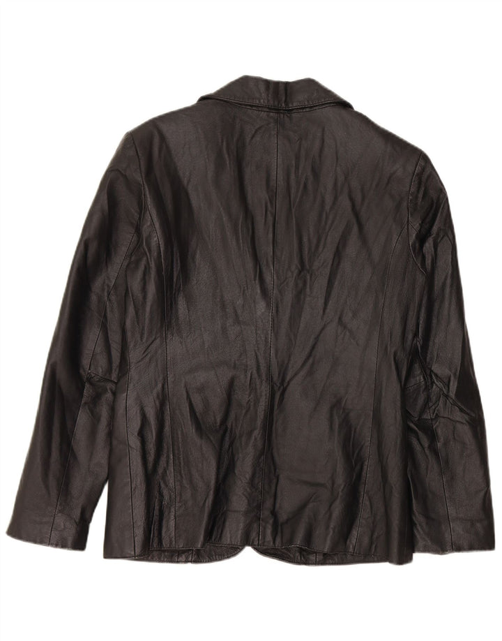 PROJECT Womens 2 Button Leather Blazer Jacket UK 10 Small Black Leather