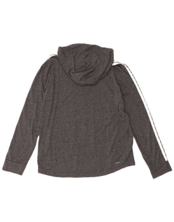 Maglia a maniche lunghe con cappuccio Adidas Climalite da donna UK 12/14 Grigio medio