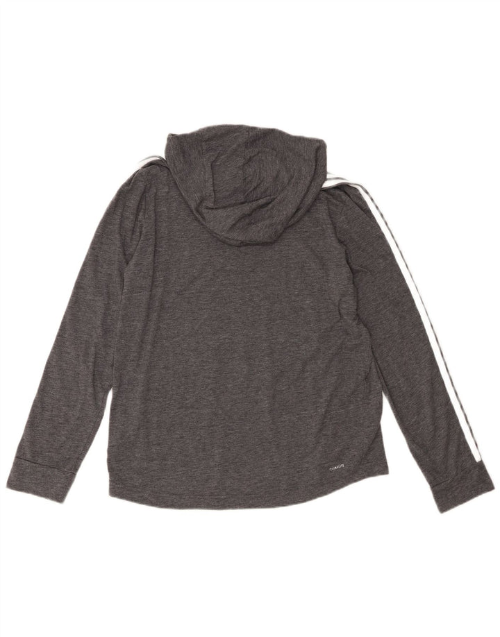 Maglia a maniche lunghe con cappuccio Adidas Climalite da donna UK 12/14 Grigio medio