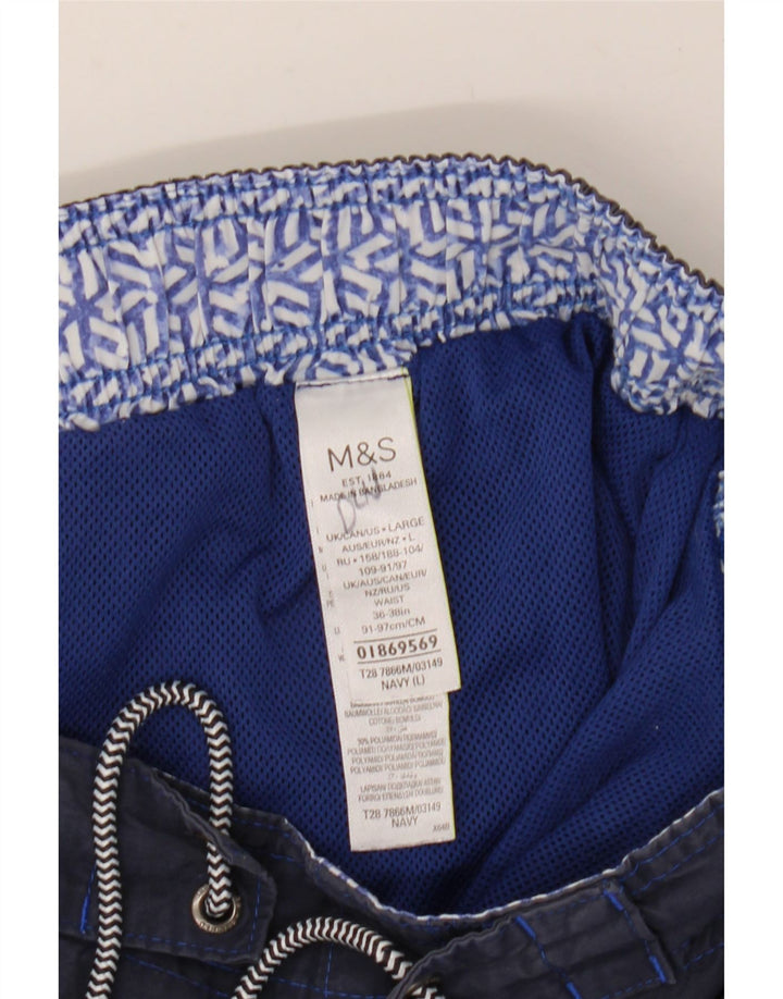 Pantaloncini da bagno da uomo Marks & Spencer grandi in cotone blu navy