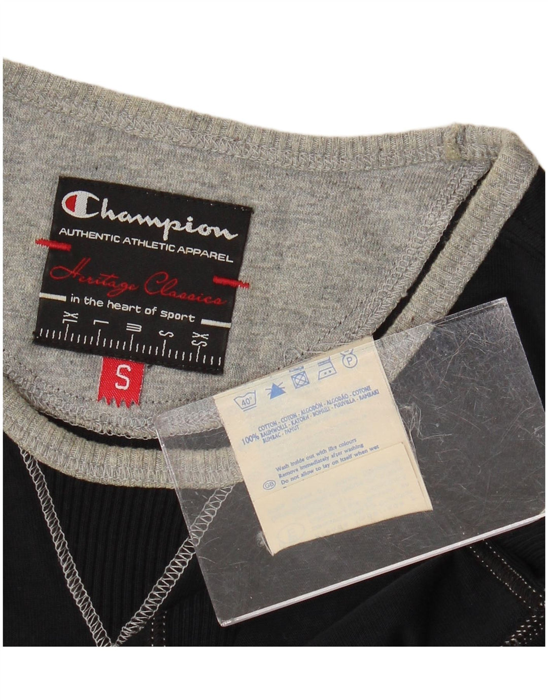 Champion Womens Heritage Classics Graphic Top manica lunga UK 10 Small Nero
