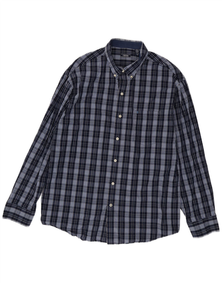Camicia da uomo IZOD XL in cotone a quadri blu navy