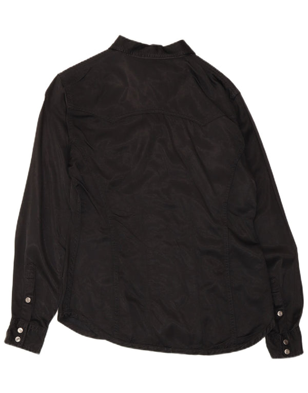 Gas Womens Shirt UK 12 Medium Black Viscose