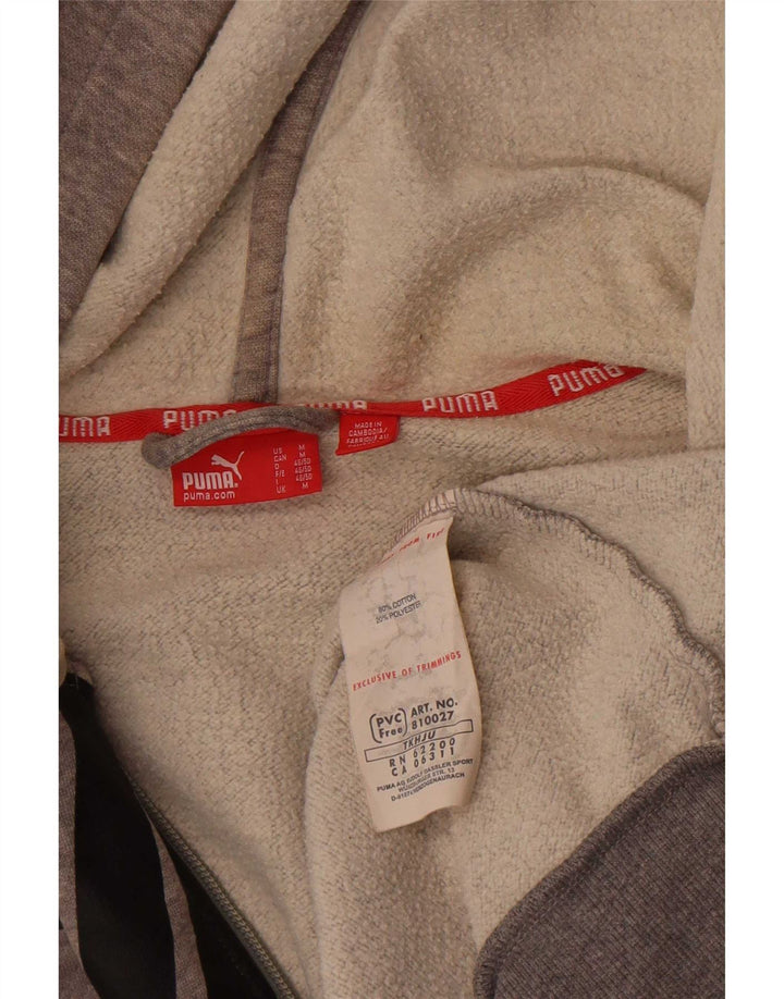 Felpa con cappuccio e zip grafica da uomo Puma in cotone grigio medio