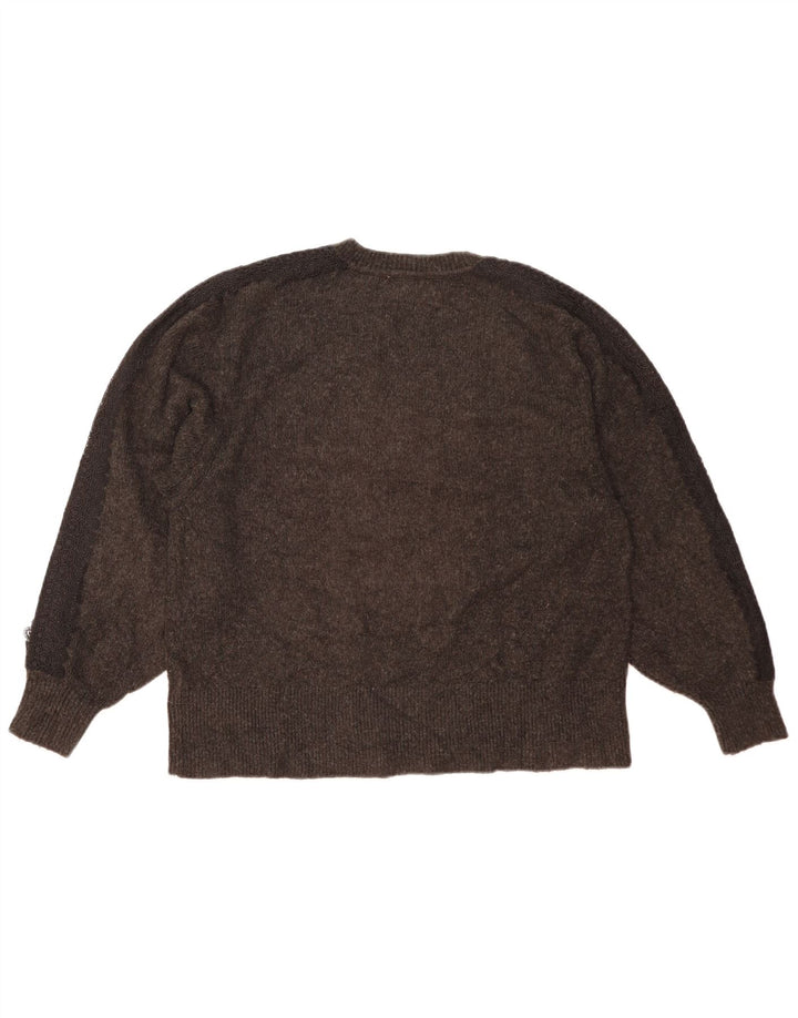 Maglione oversize con scollo a V da donna Zara UK 10 piccolo grigio