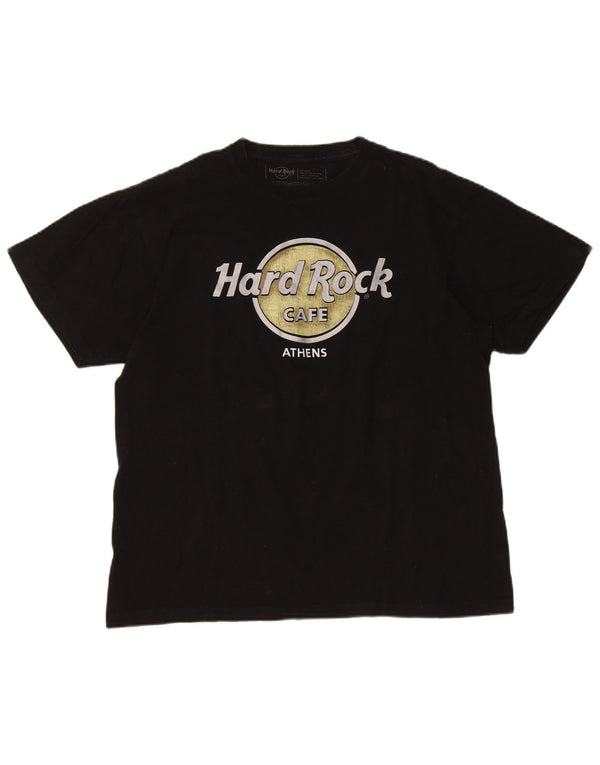 T-shirt grafica da donna Hard Rock Cafe Athens Top UK 14 cotone nero medio