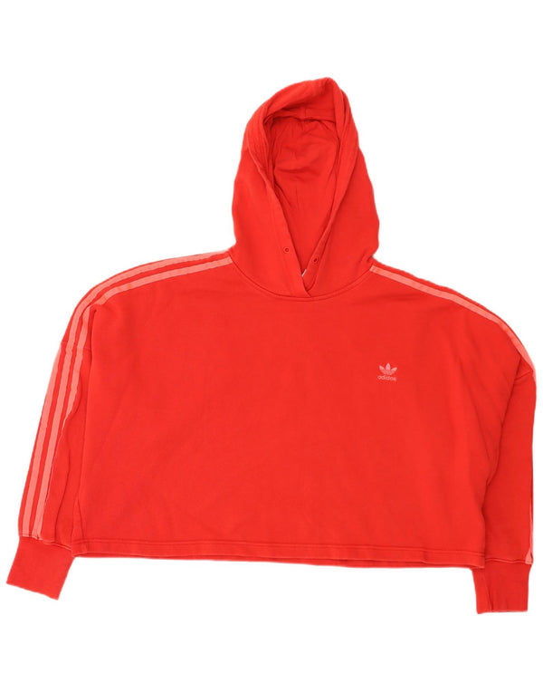Maglione con cappuccio oversize corto da donna Adidas UK 14 cotone rosso medio