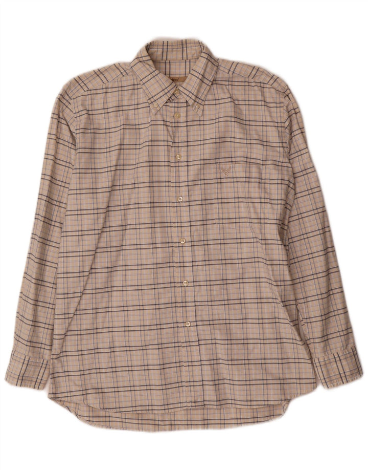 Camicia da uomo in flanella Avirex, cotone a quadri beige medio