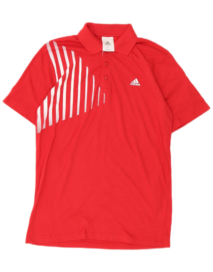 Polo Adidas da uomo in cotone a righe rosse medie