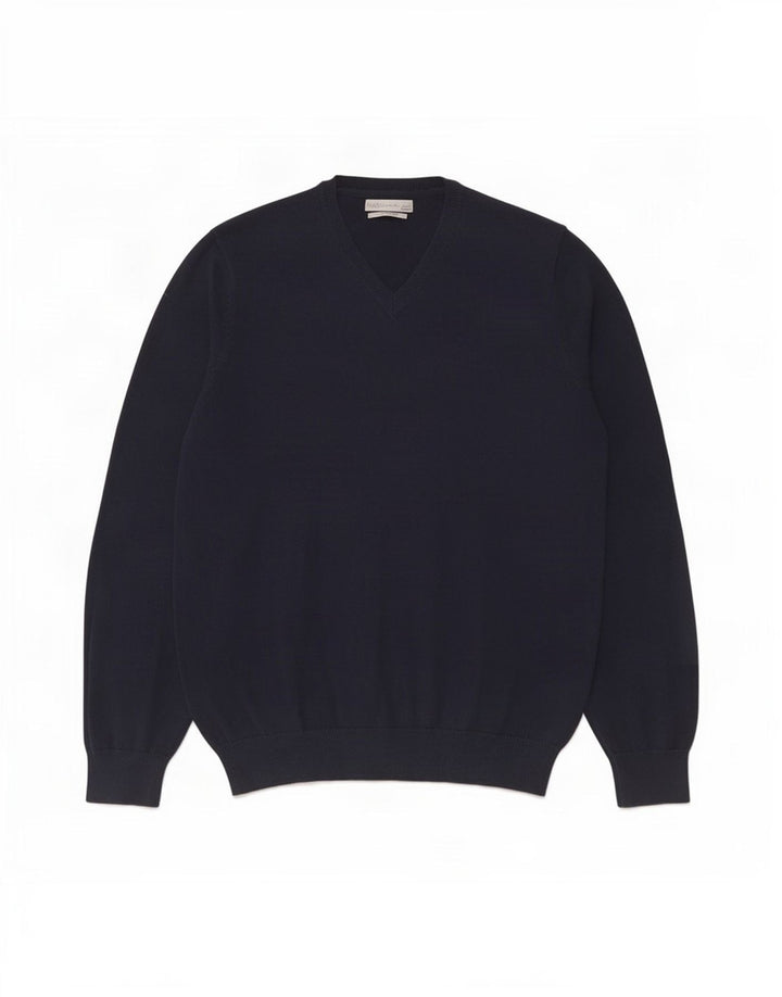 Maglione da uomo con scollo a V Marks & Spencer grande in cotone blu navy