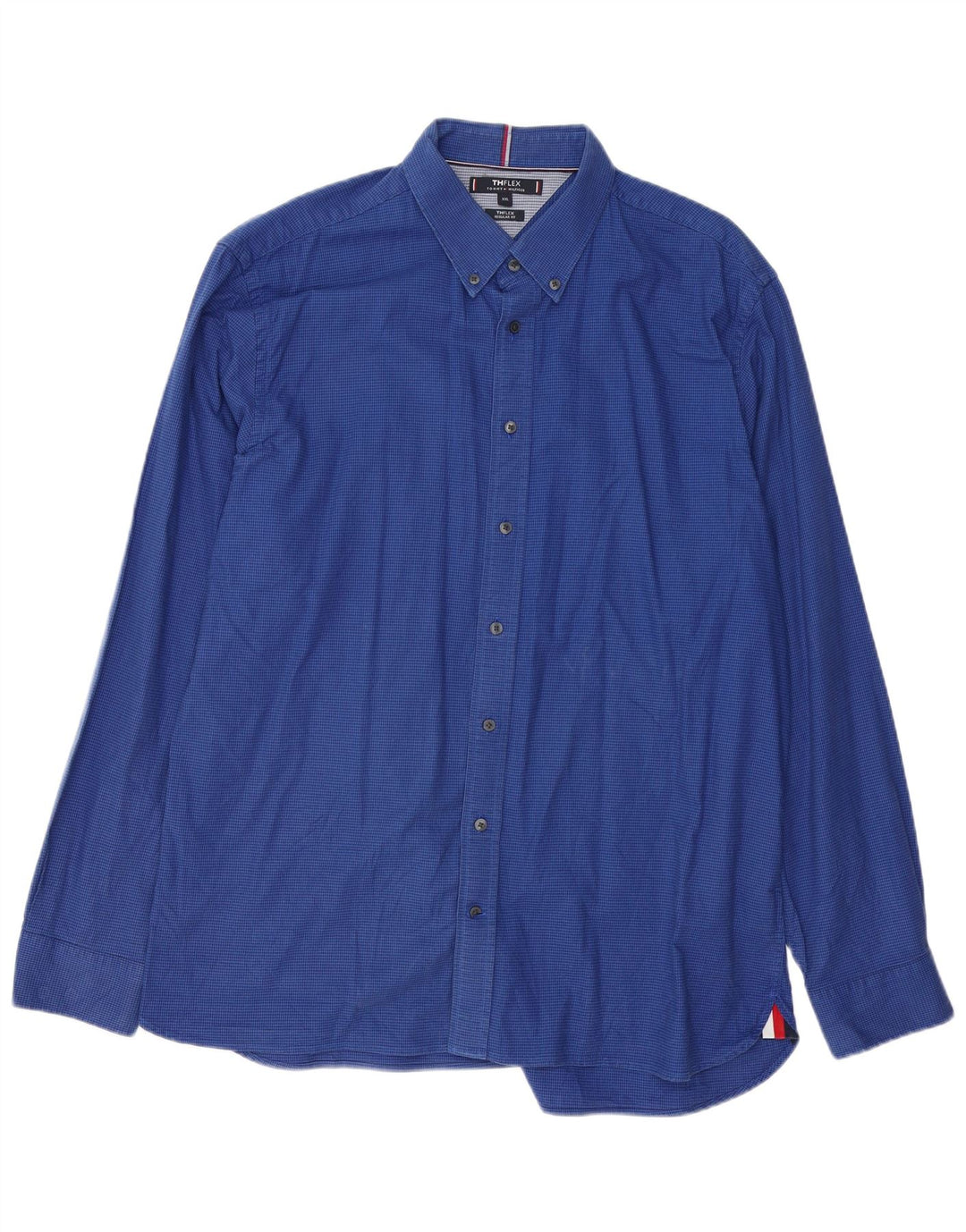 TOMMY HILFIGER Camicia da uomo vestibilità regolare 2XL Cotone pied de poule blu