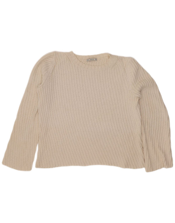Maglione maglione con scollo a barca da donna Zara UK 16 grande bianco sporco