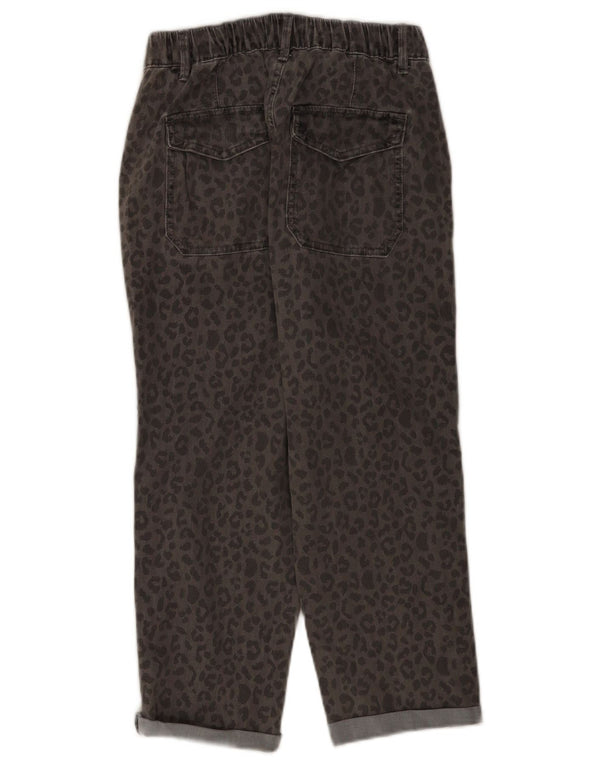 Jeans corti Marks & Spencer da donna UK 10 piccoli W28 L21 grigio stampa animalier