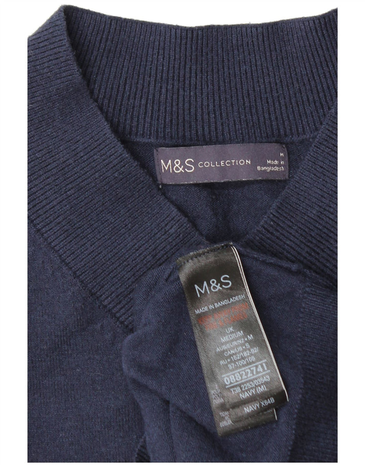 Maglione da donna con scollo a V Marks & Spencer UK 14 Viscosa medio blu navy