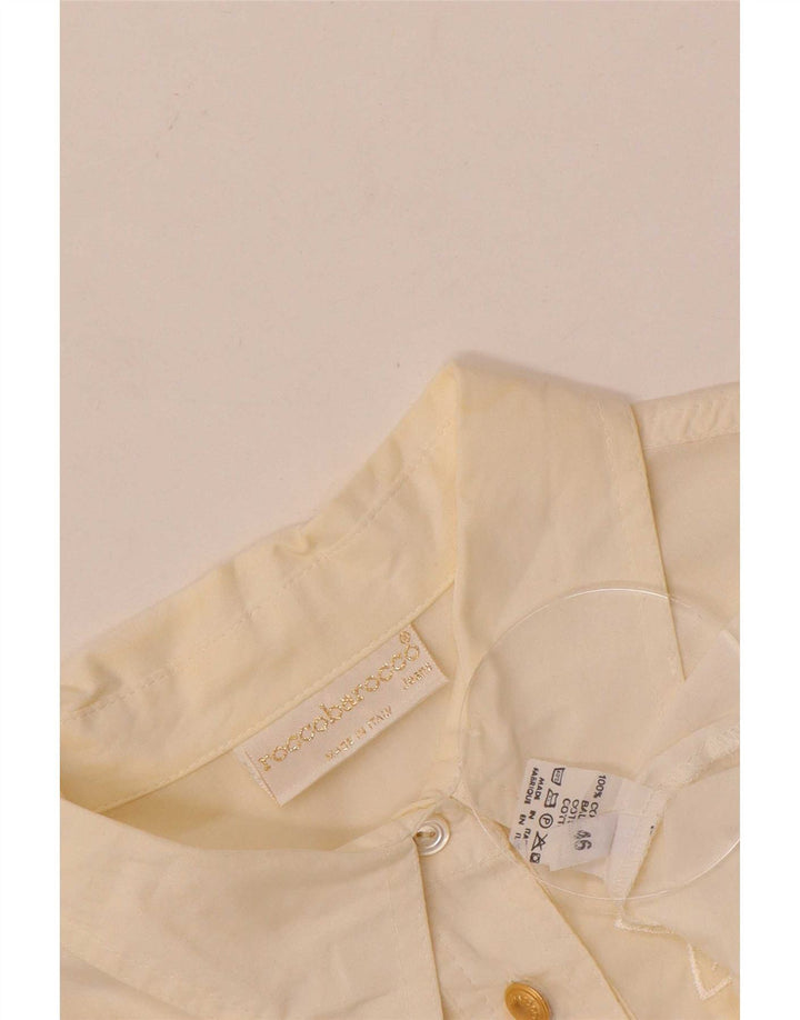 Camicia da donna Roccobarocco IT 46 Large in cotone geometrico bianco sporco