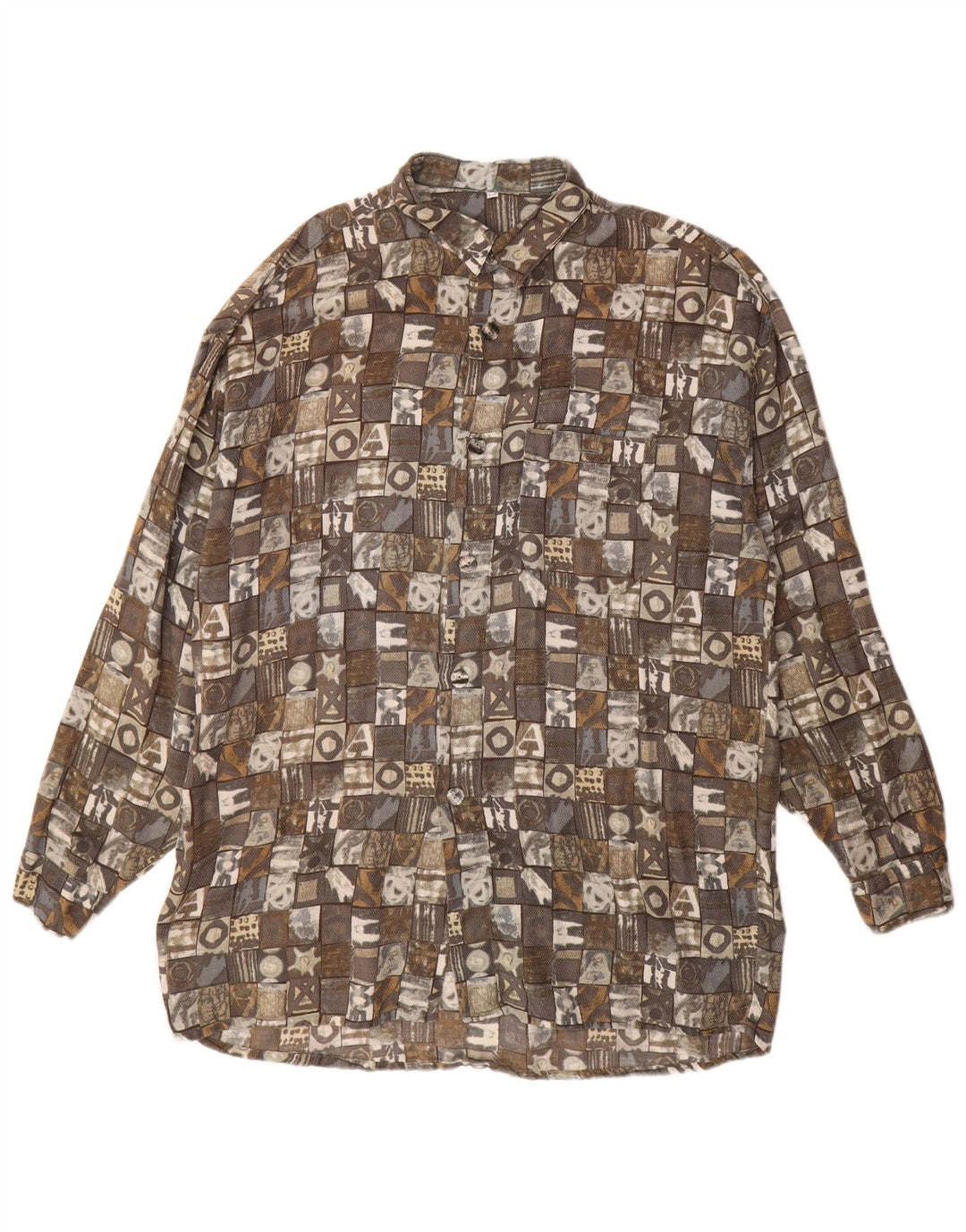 Camicia lunga da uomo SIGNUM grande patchwork grigio