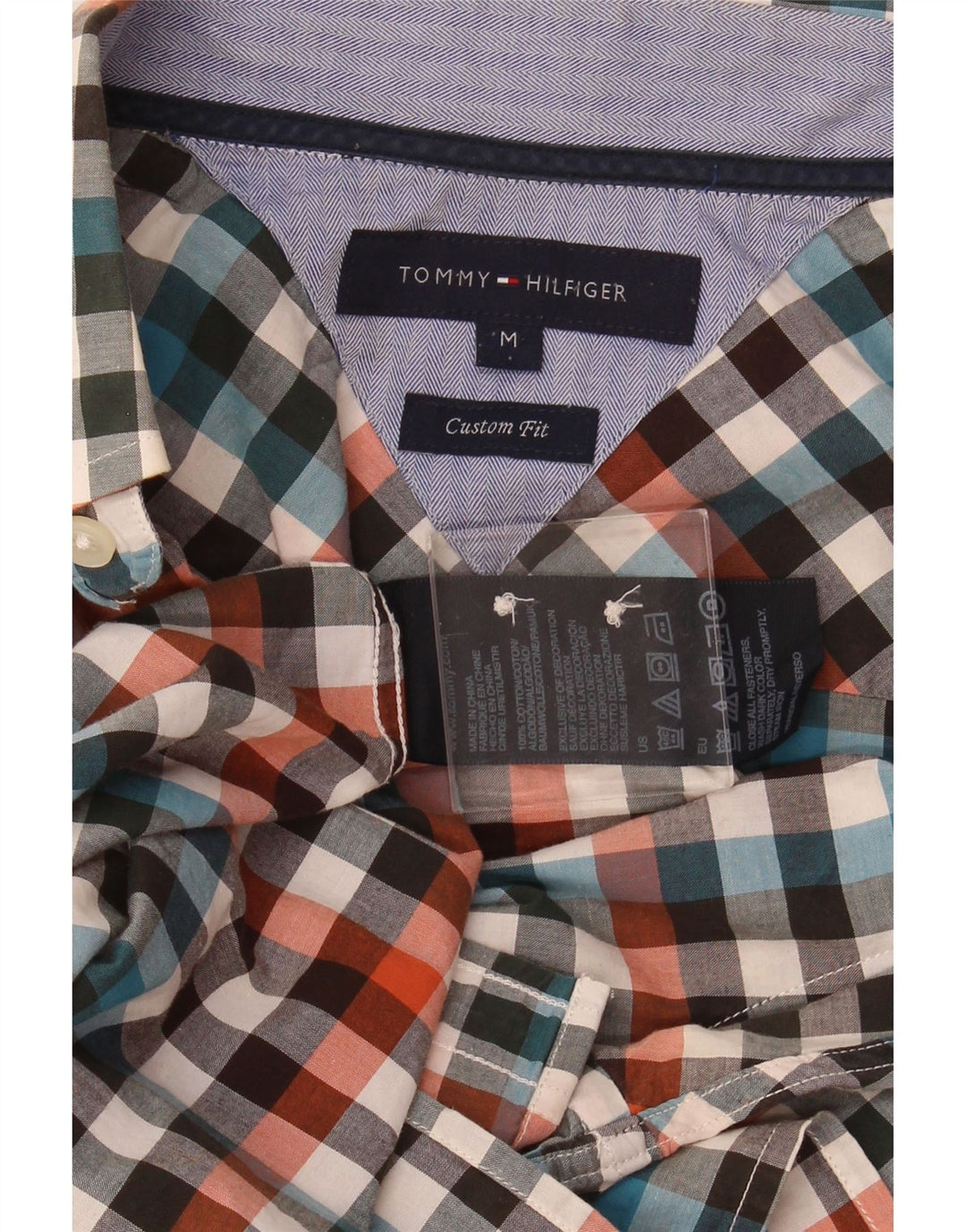 TOMMY HILFIGER Camicia da uomo su misura in cotone a quadri multicolore medio