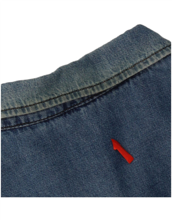 Camicia di jeans da uomo Charro di grandi dimensioni in cotone blu