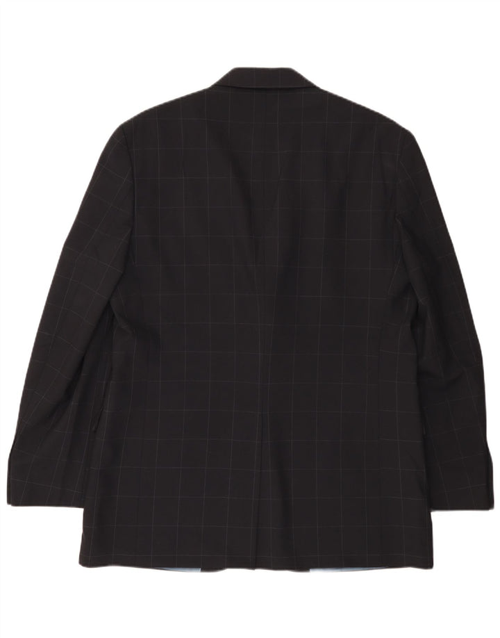 Giacca blazer a 3 bottoni Marks & Spencer da uomo UK 42 grande quadretto blu navy