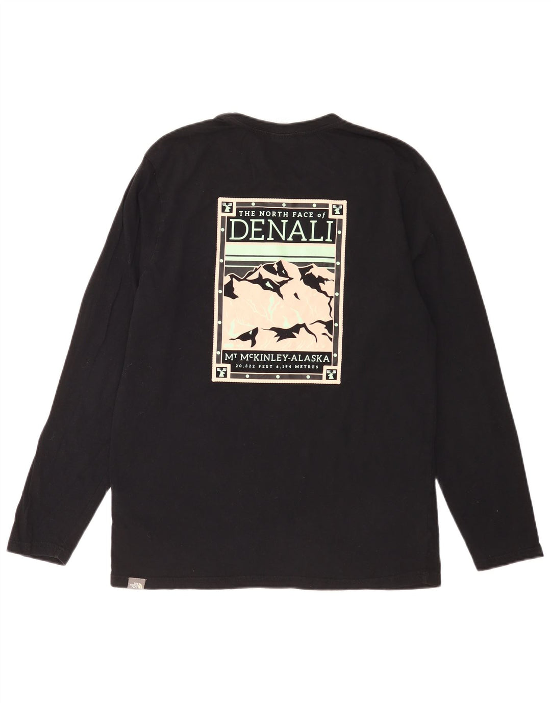 The North Face Maglietta grafica da uomo a maniche lunghe in cotone nero medio