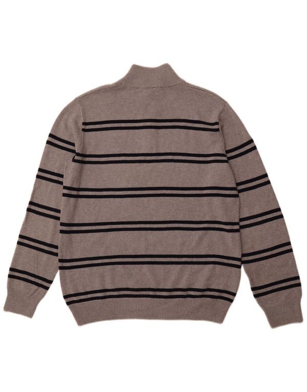 CREW CLOTHING Maglione da uomo con collo con zip 2XL Cotone a righe grigie