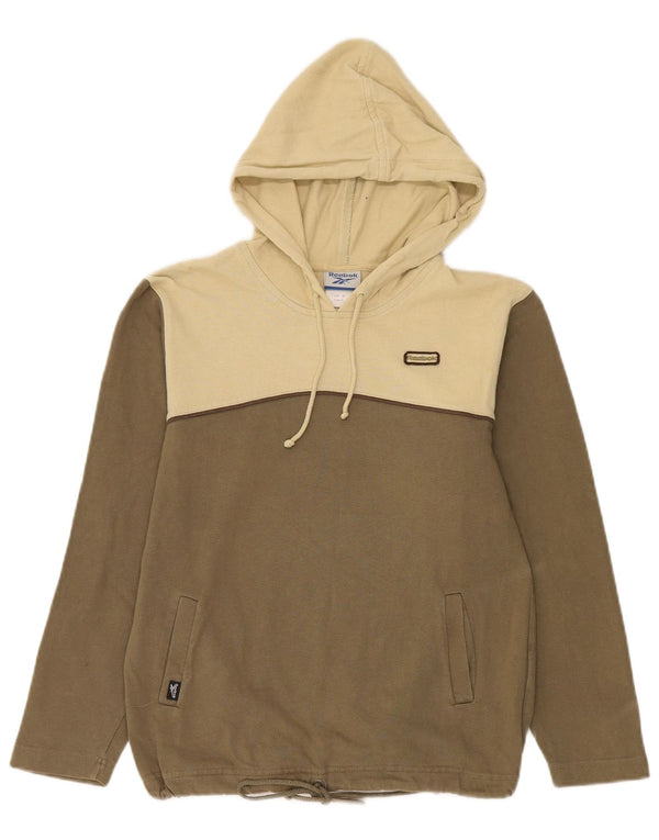 Felpa con cappuccio da donna Reebok UK 12 Medium Khaki Colourblock Cotton