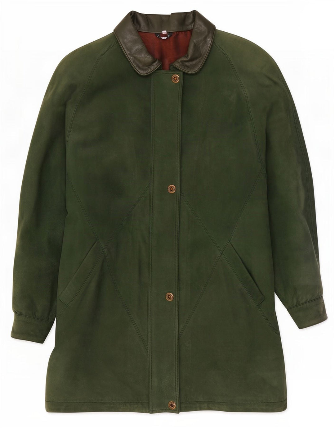 Cappotto oversize in pelle vintage da donna EU 40 verde medio