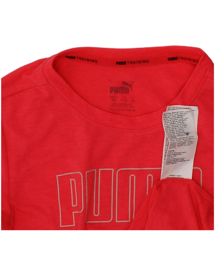 PUMA Girls Graphic T-Shirt Top 9-10 Years Red Polyester