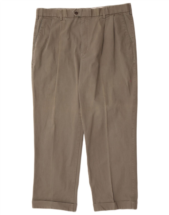Pantaloni da abito con pegging da uomo Marks & Spencer W40 L31 cotone kaki