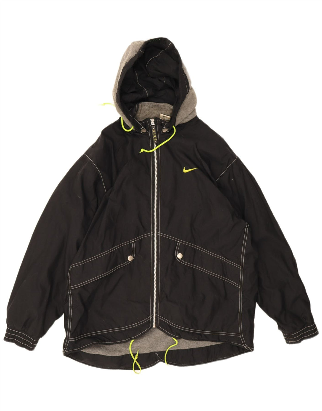 Giacca a vento oversize con cappuccio Nike da donna US 12/14 Large Black Nylon