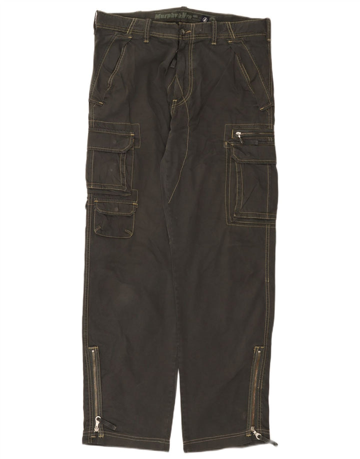 Pantaloni cargo larghi da uomo Murphy & Nye W34 L33 in cotone grigio