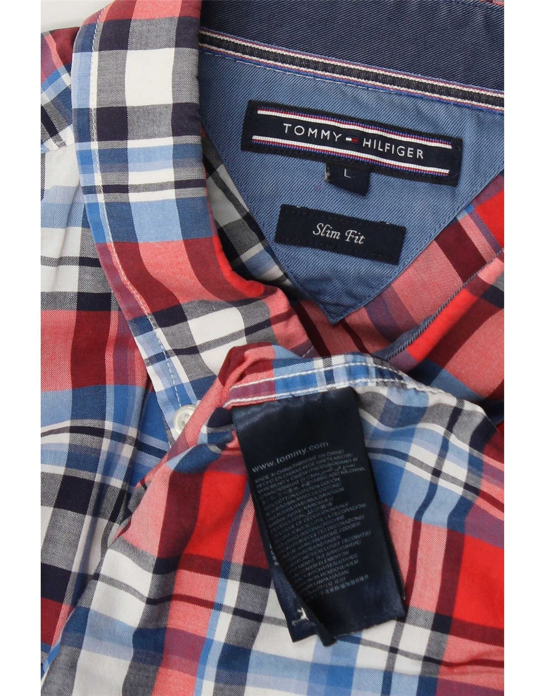 Camicia slim fit da uomo Tommy Hilfiger, cotone a quadri rossi grandi
