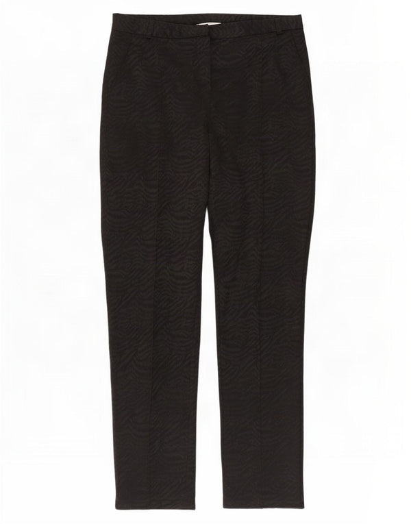 Pantaloni da abito da donna Topshop UK 10 piccoli W28 L29 stampa animalier nera