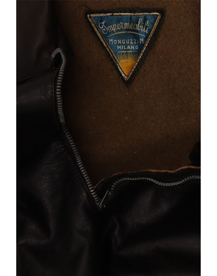 Giacca in pelle vintage da uomo UK 38 media nera